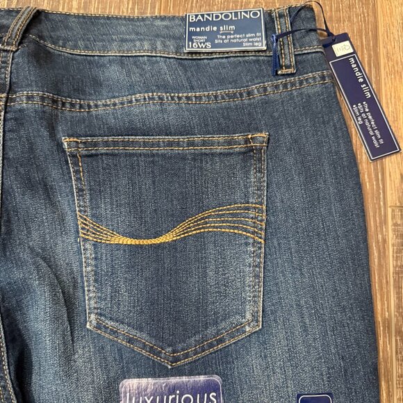 Bandolino Mandie Slim Embroidered Jeans – Size 16WS - Picture 9 of 16